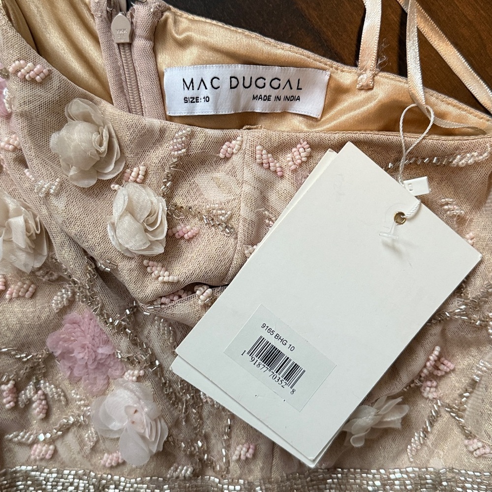 New Mac Duggal pink floral embellished one shoulder a line gown size 10 - Picture 11 of 14